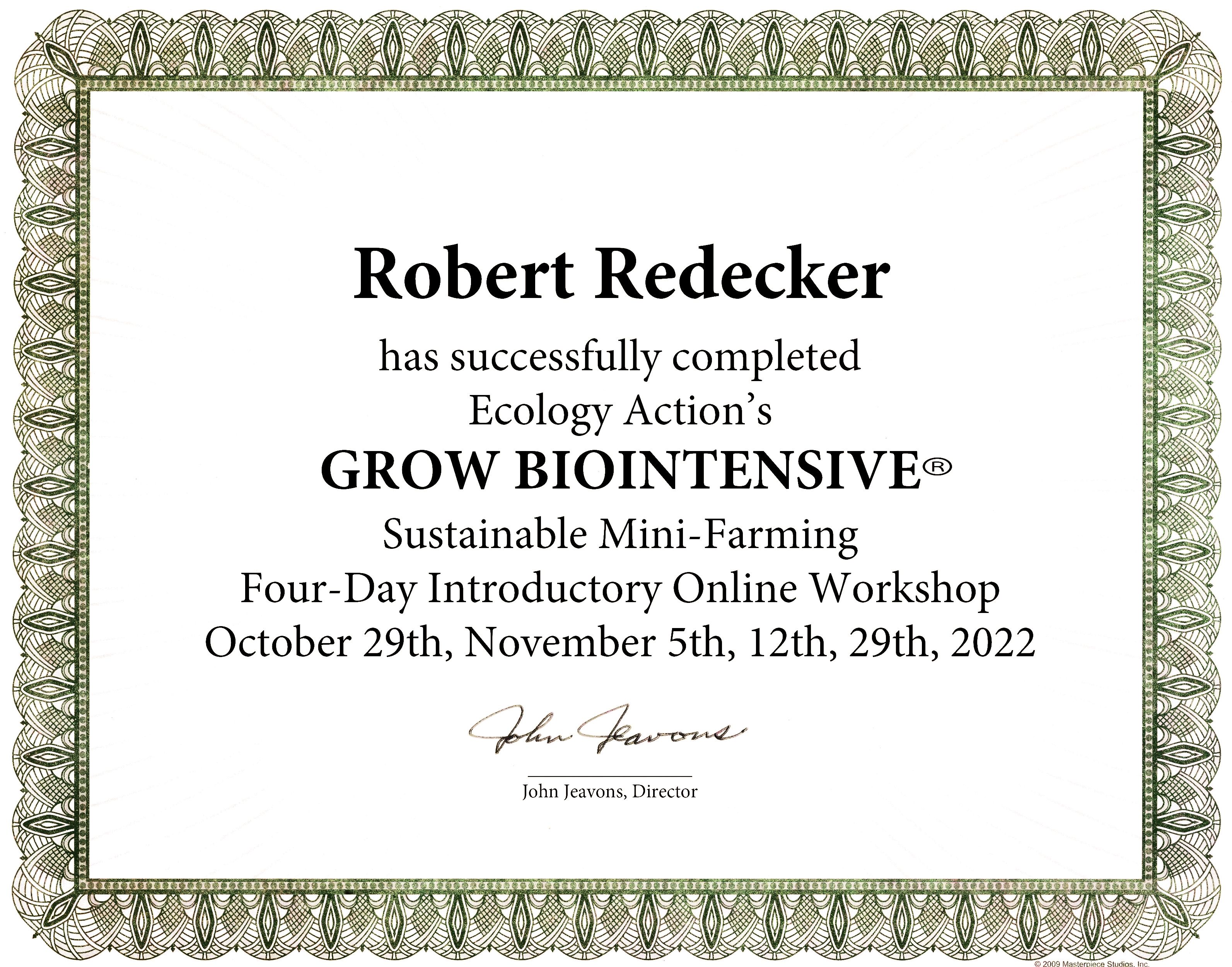 Grow Biointensive Diploma